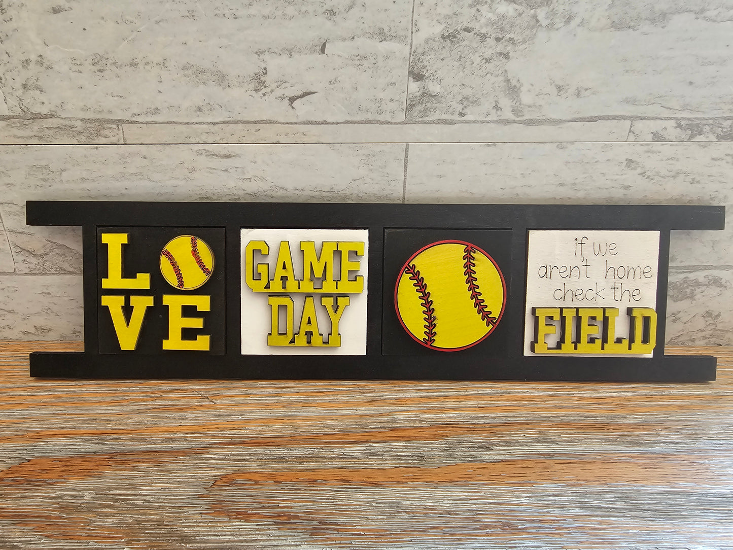 Softball Interchangeable Tile Set - Set of 4