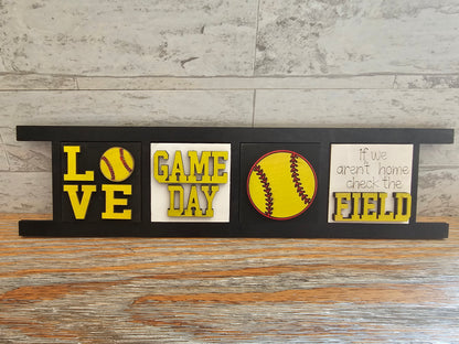 Softball Interchangeable Tile Set - Set of 4