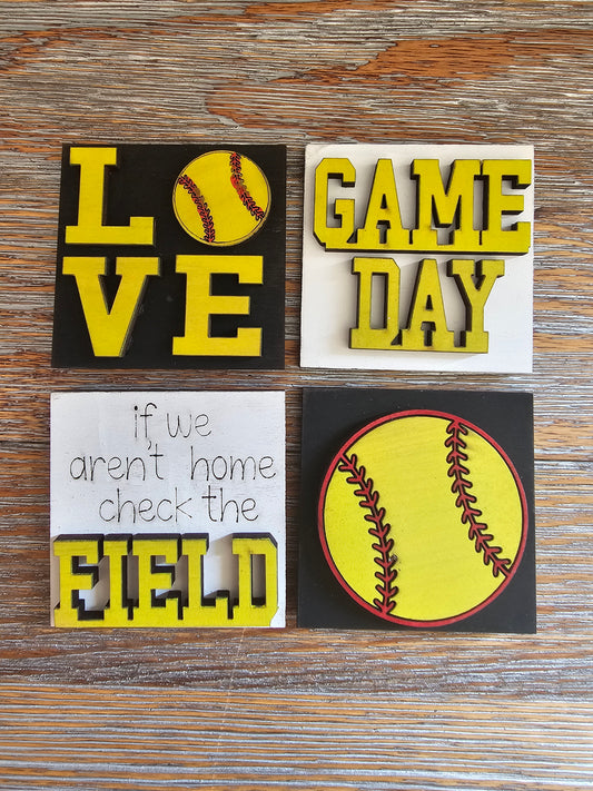 Softball Interchangeable Tile Set - Set of 4