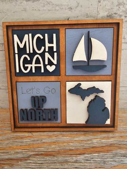 Michigan Themed Interchangeable Tile Set - Set of 4