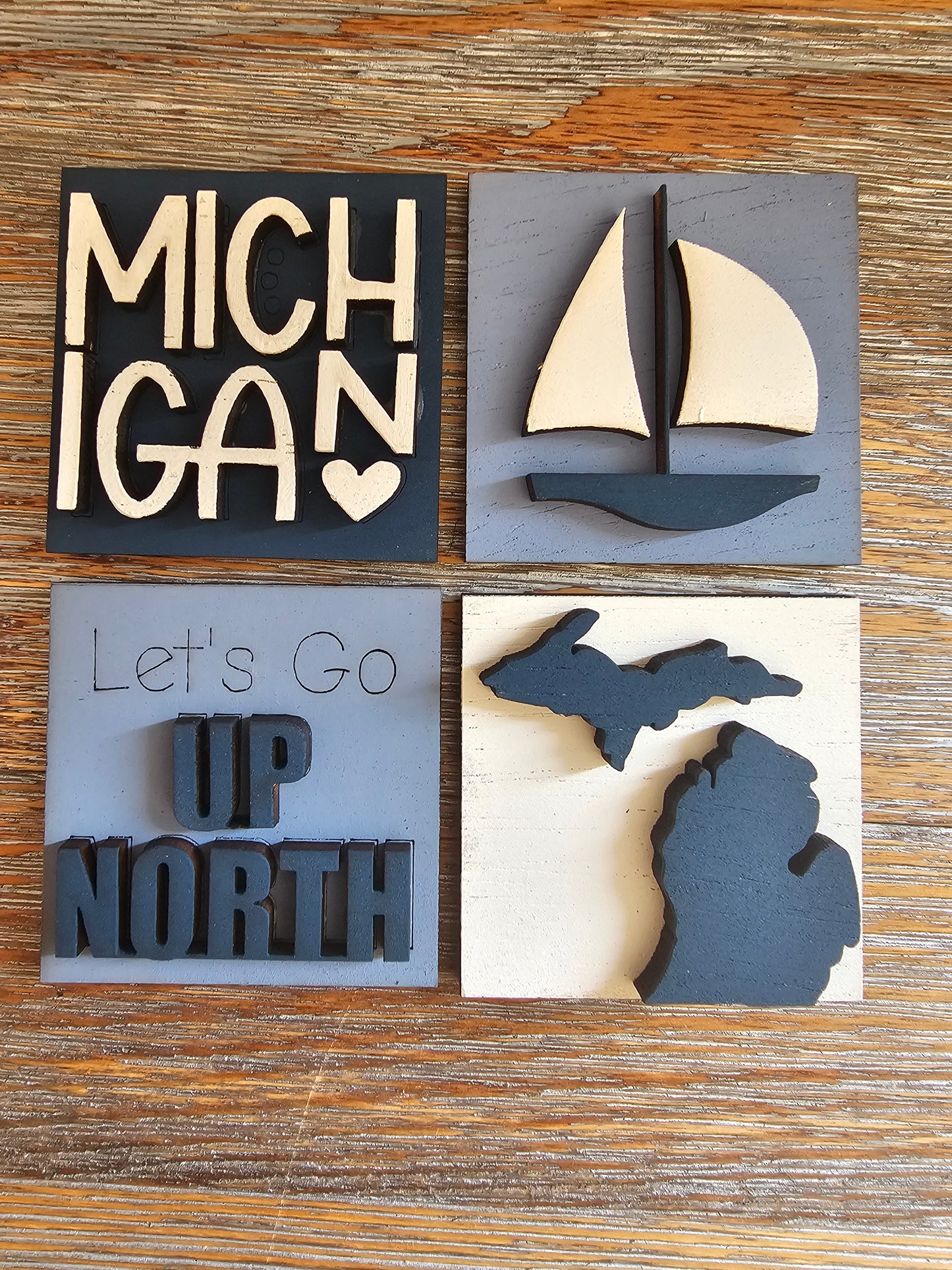 Michigan Themed Interchangeable Tile Set - Set of 4