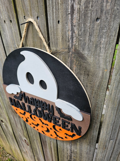 Happy Halloween Ghost Door Sign