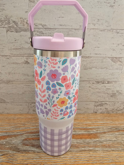 30 oz Floral & Gingham Water Bottle