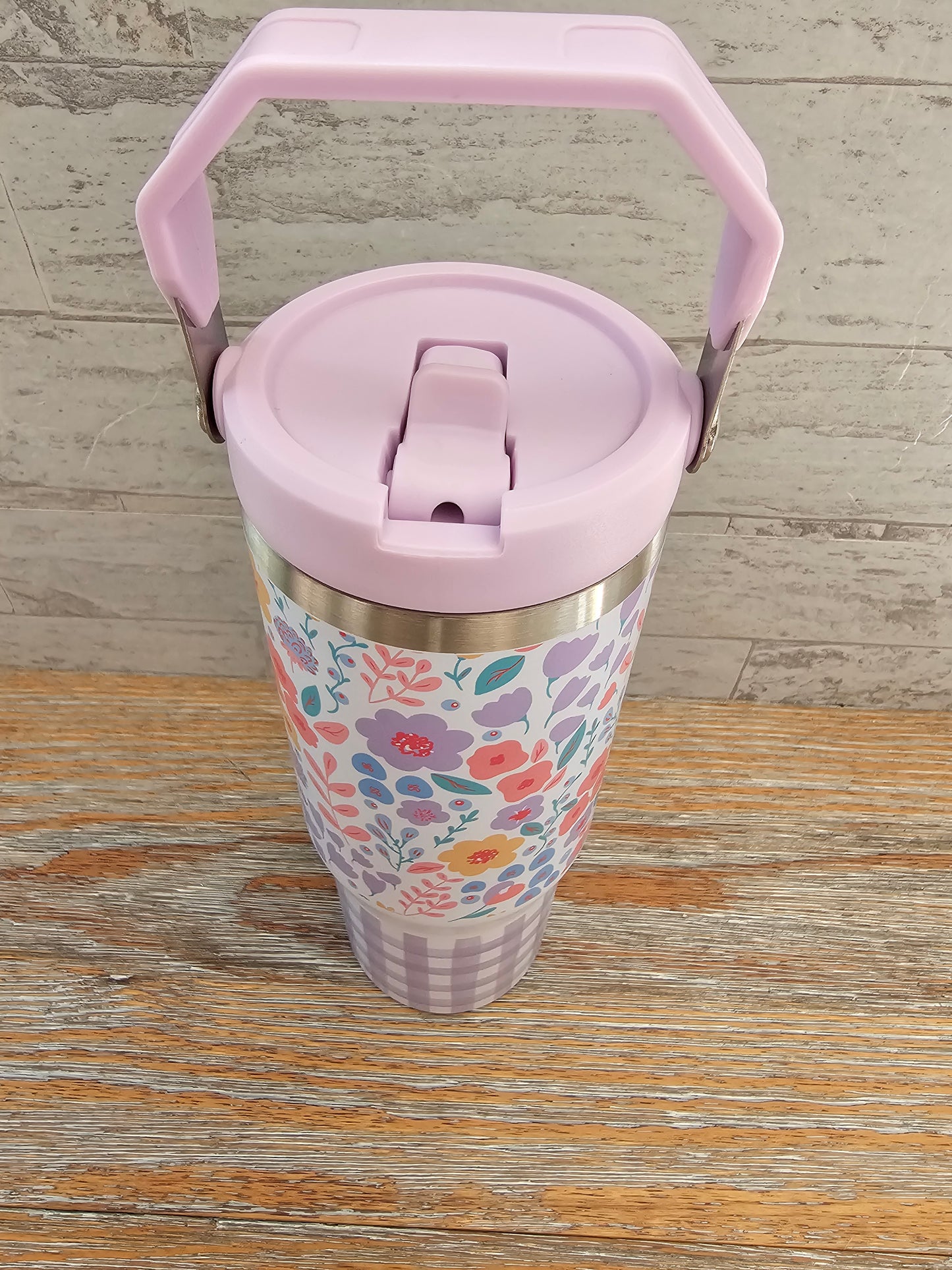 30 oz Floral & Gingham Water Bottle