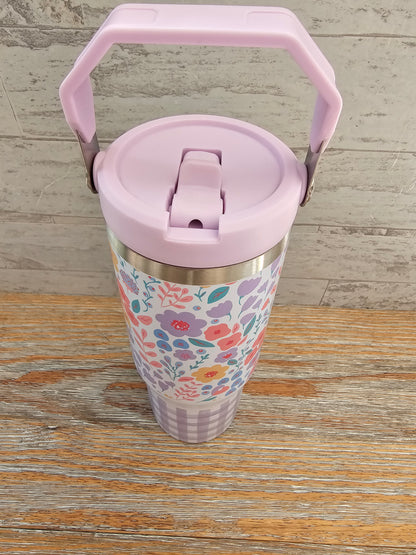 30 oz Floral & Gingham Water Bottle