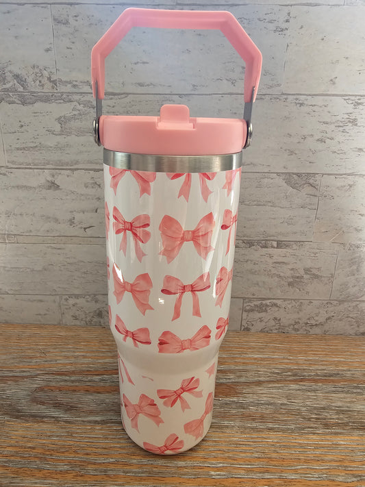 30 oz Pink Bows Water Bottle