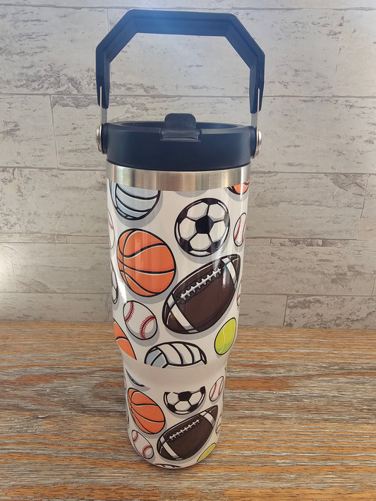 30 oz Sports Balls Water Bottle