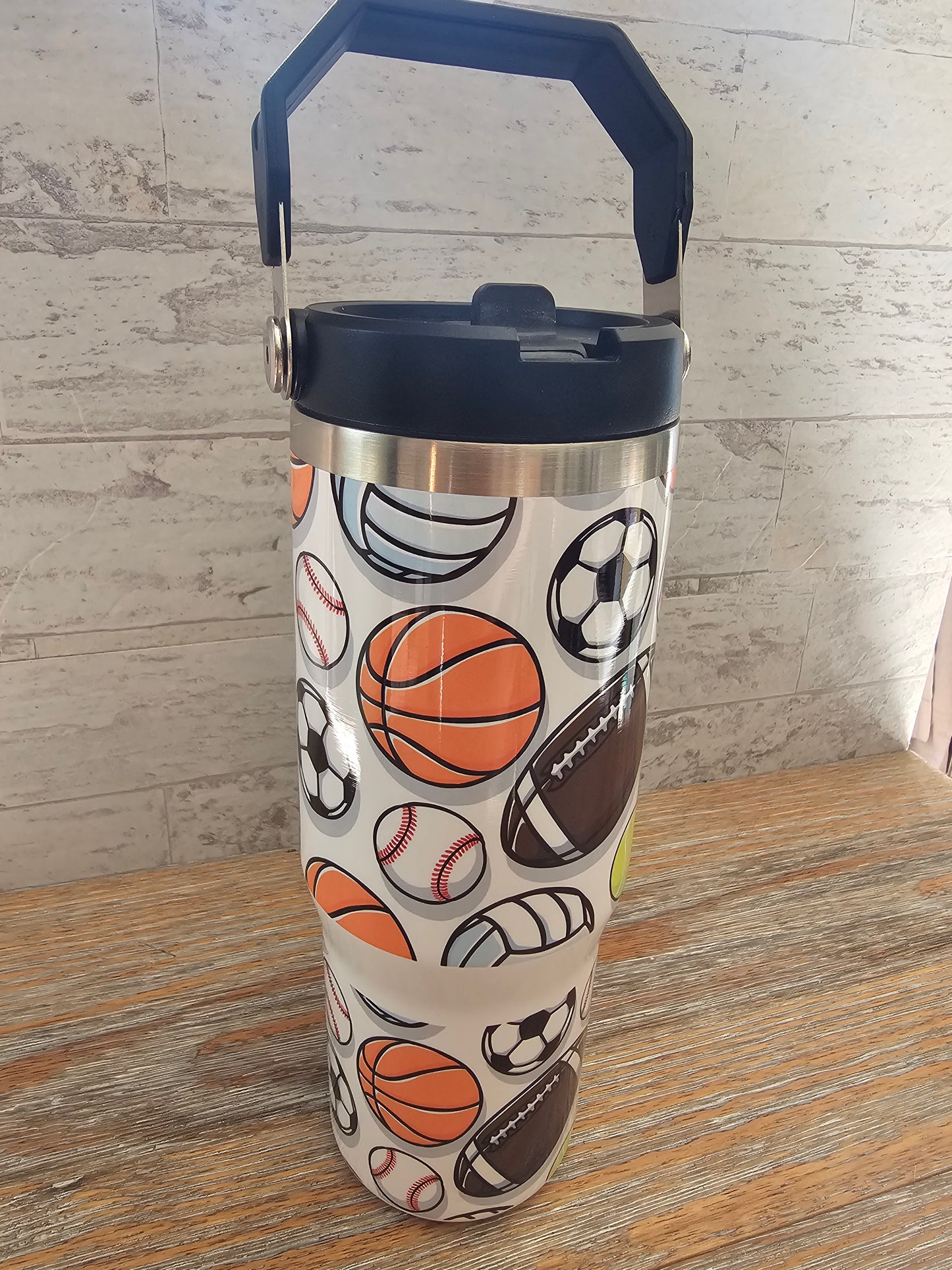 30 oz Sports Balls Water Bottle