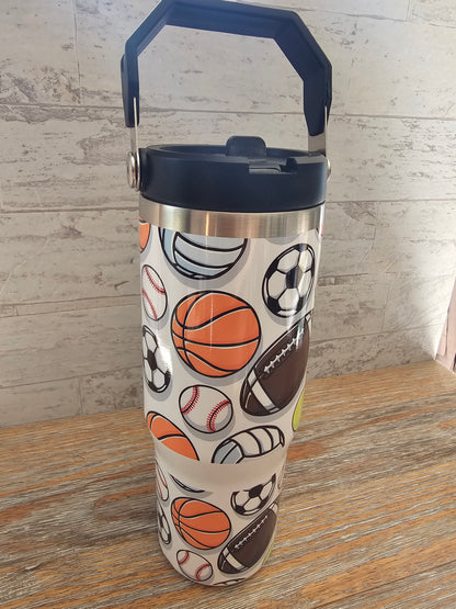 30 oz Sports Balls Water Bottle