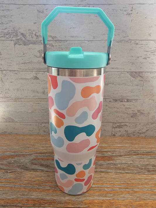30 oz Teal Leopard Print Water Bottle