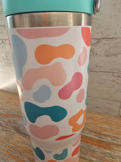 30 oz Teal Leopard Print Water Bottle