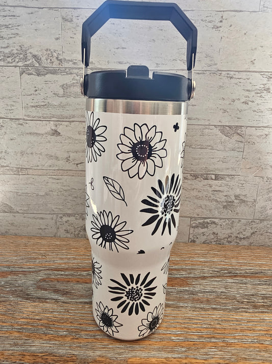 30 oz Black Sunflowers Water Bottle