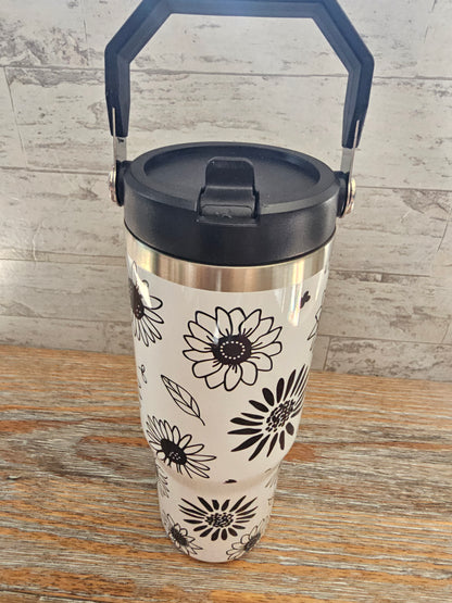 30 oz Black Sunflowers Water Bottle