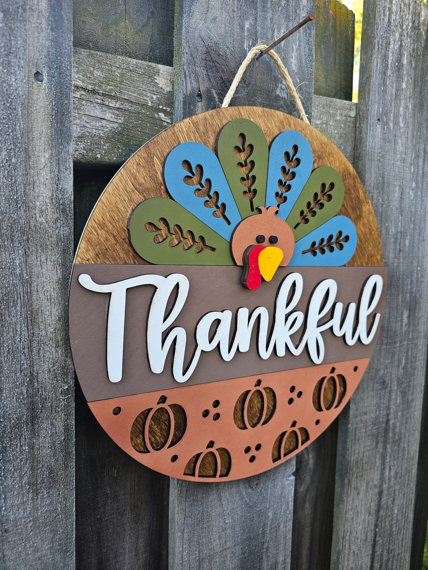 Thankful Wooden Door Hanging Sign