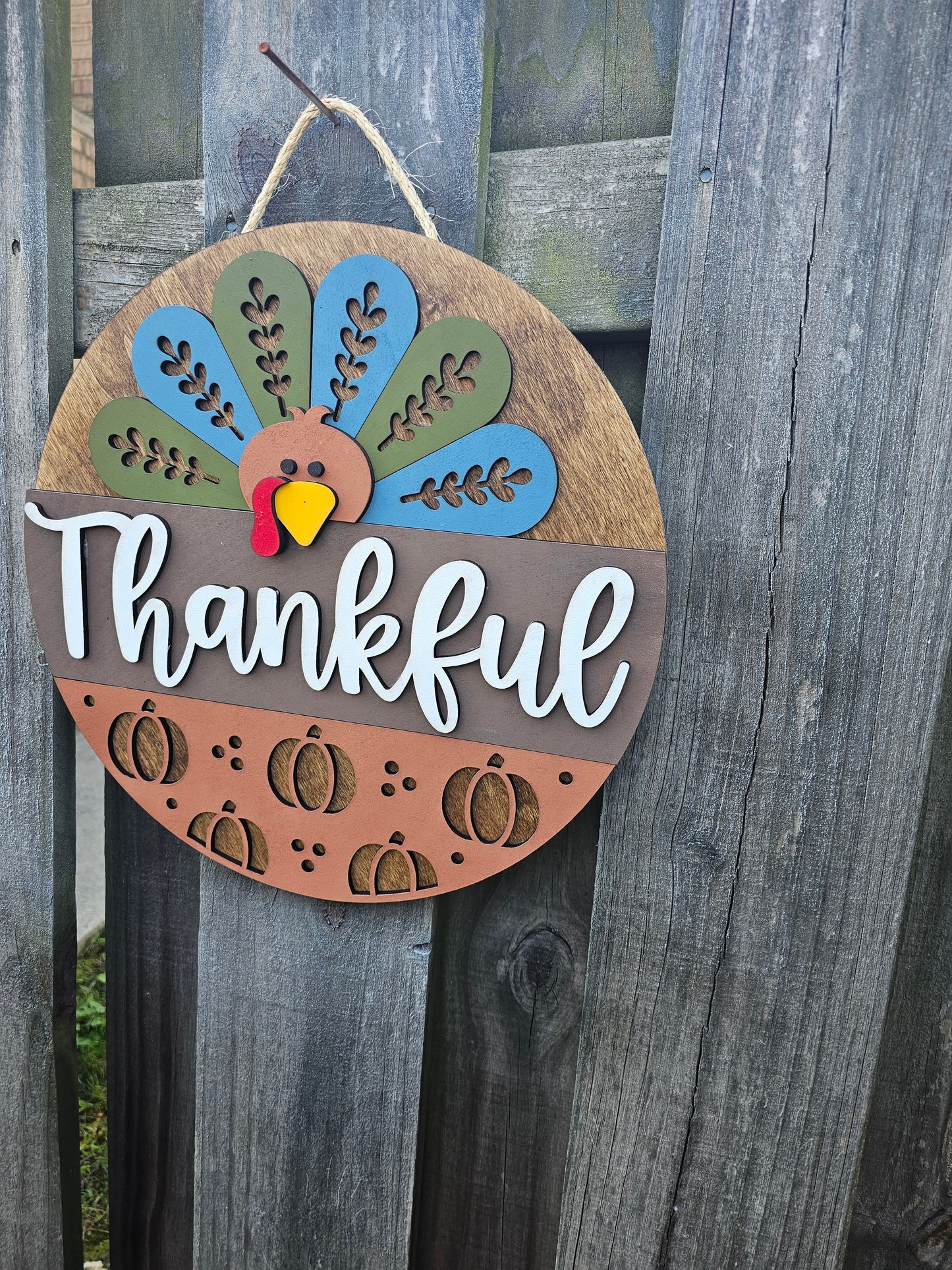 Thankful Wooden Door Hanging Sign