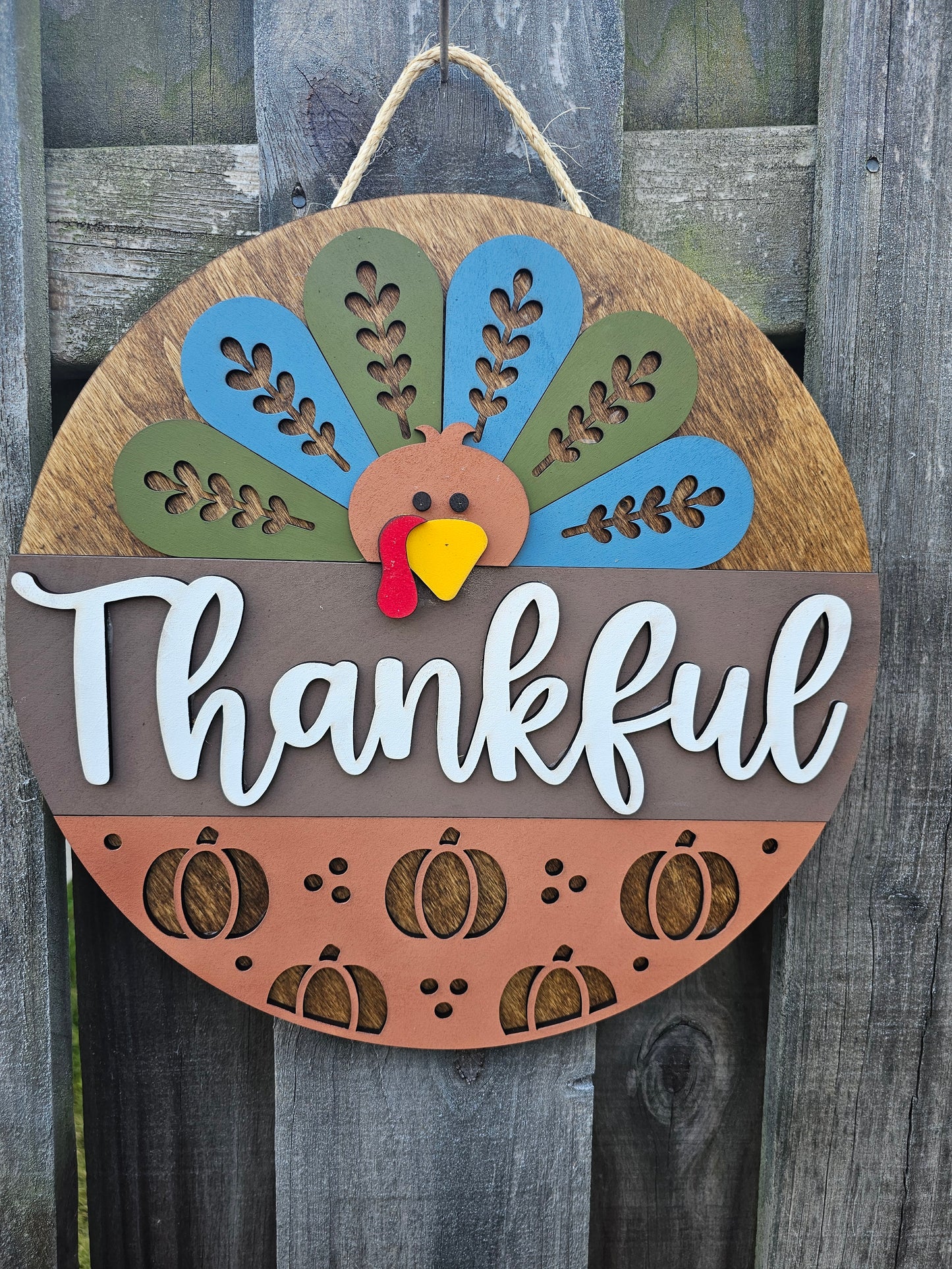 Thankful Wooden Door Hanging Sign