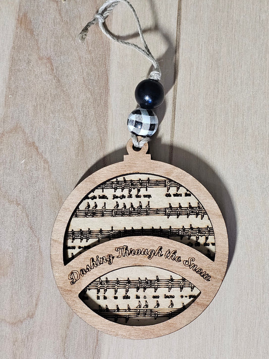 Dashing Through the Snow Music Notes Wood Ornament - READY TO SHIP