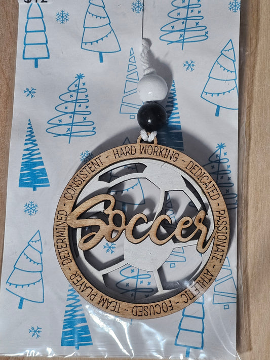 Soccer Wood Ornament - READY TO SHIP