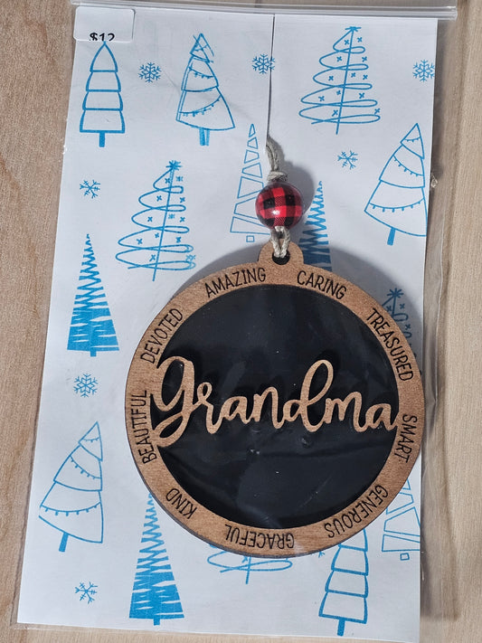 Grandma Wood Ornament - READY TO SHIP