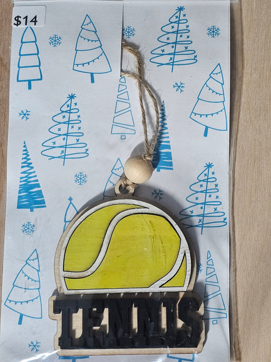 Tennis Wood Ornament - READY TO SHIP