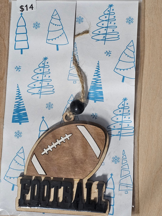 Football Wood Ornament - READY TO SHIP
