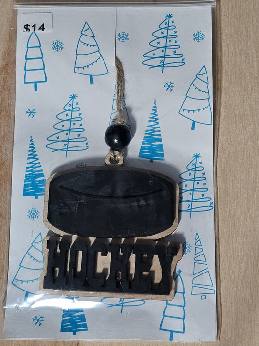 Hockey Wood Ornament - READY TO SHIP