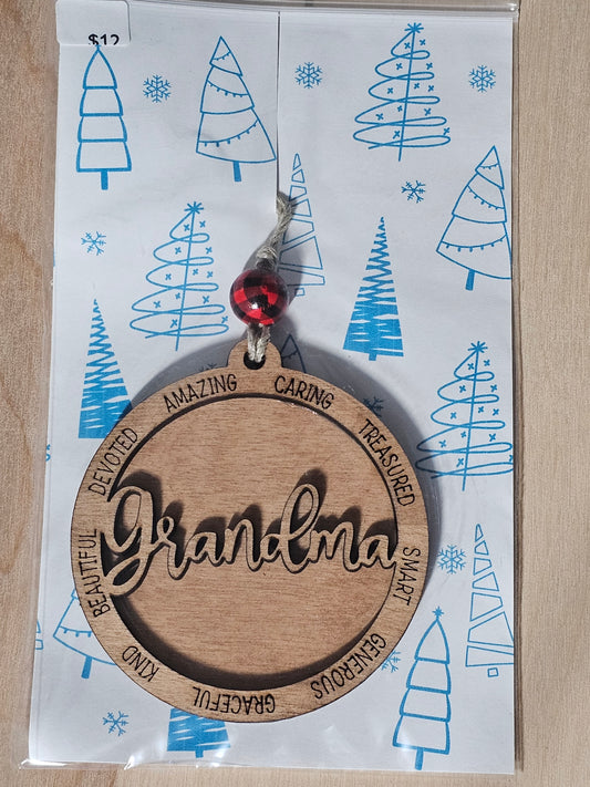 Grandma Wood Ornament - READY TO SHIP
