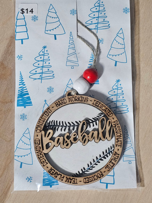 Baseball Wood Ornament - READY TO SHIP