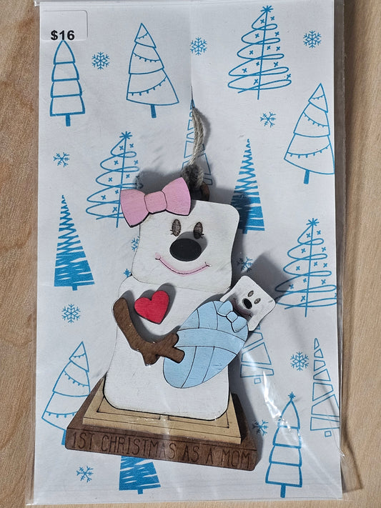 First Christmas as a Mom Wood Ornament - READY TO SHIP