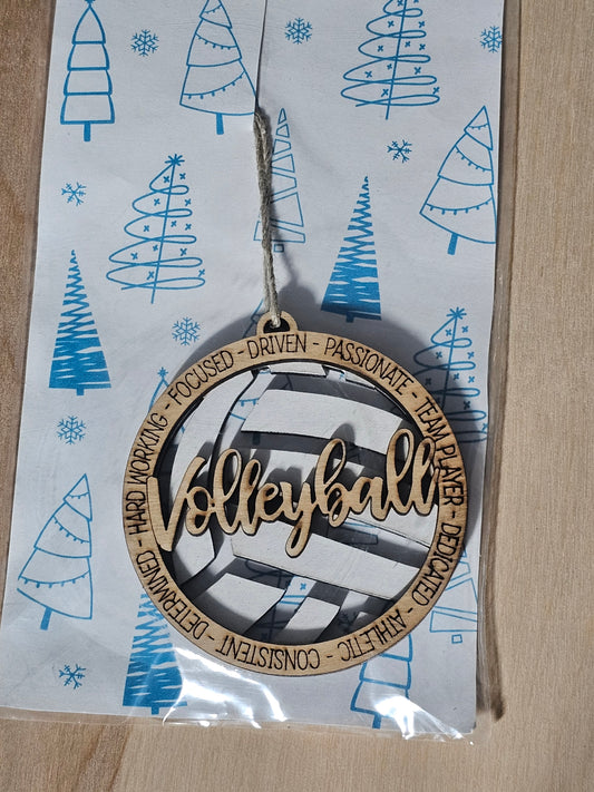 Volleyball Wood Ornament - READY TO SHIP