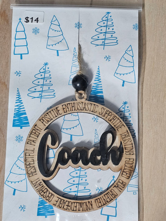 Coach Wood Ornament - READY TO SHIP