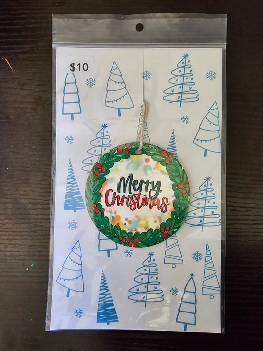 Merry Christmas MDF Ornament - READY TO SHIP