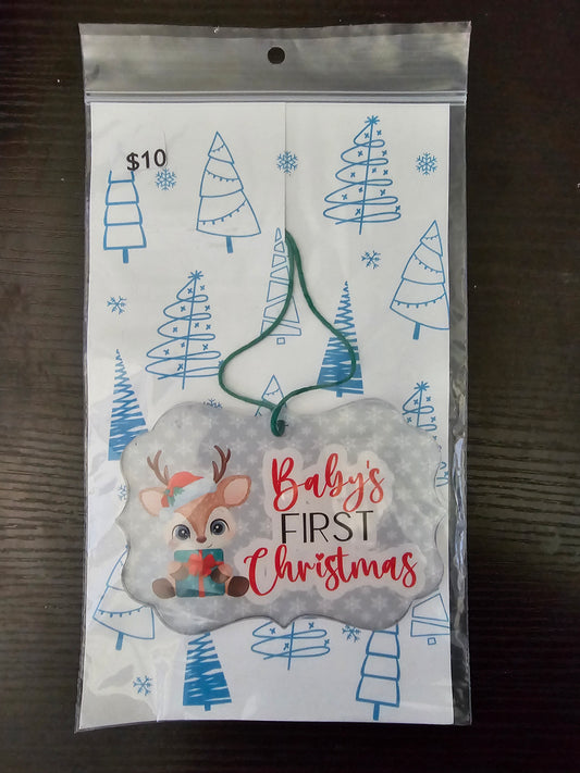 Baby's First Christmas REINDEER - Acrylic Ornament - READY TO SHIP