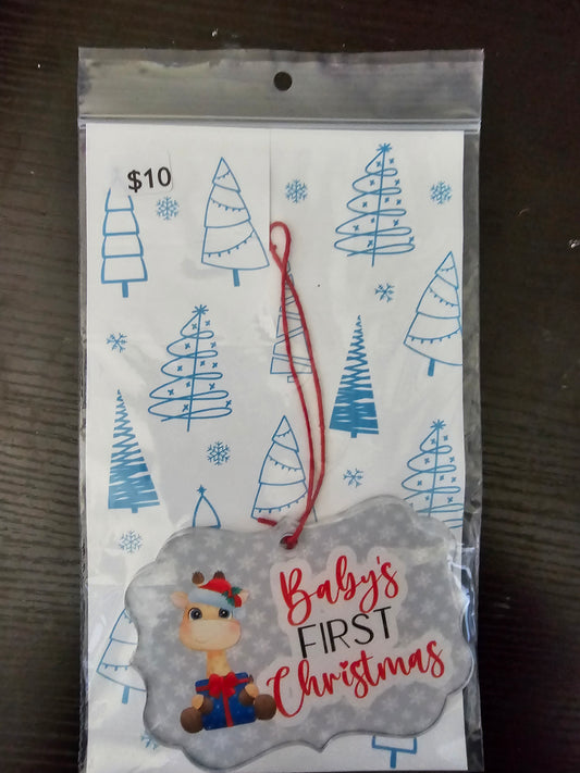 Baby's First Christmas GIRAFFE - Acrylic Ornament - READY TO SHIP