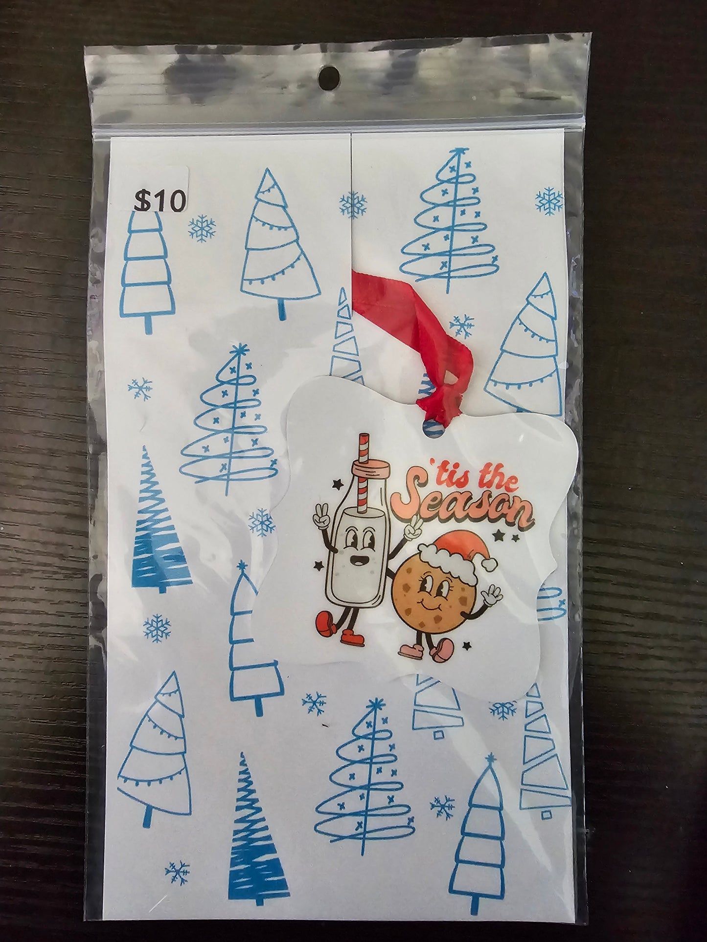 Tis the Season Milk & Cookie Aluminum Ornament - READY TO SHIP