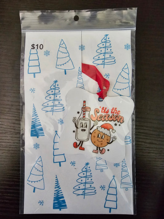Tis the Season Milk & Cookie Aluminum Ornament - READY TO SHIP