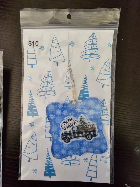 Plaid Truck - Acrylic Ornament - READY TO SHIP