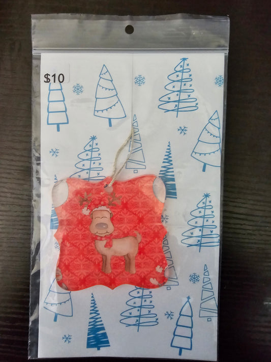 Red Reindeer - Acrylic Ornament - READY TO SHIP