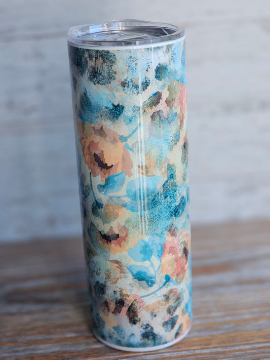 Orange and Teal leopard - 20 oz Stainless Steel Tumbler