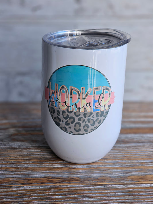 Social Worker - Wine Metal Wine Tumbler with Plastic Lid