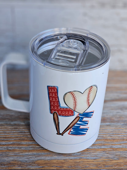 LOVE Baseball - Metal Mug with Plastic Lid