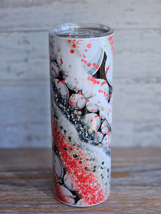 Baseball Swirl - 20 oz Stainless Steel Tumbler