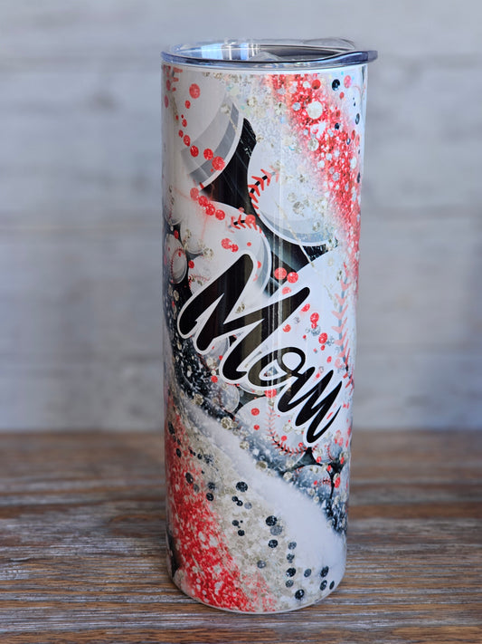 Baseball Mom Swirl - 20 oz Stainless Steel Tumbler