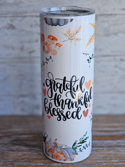 Grateful Thankful Blessed - 20 oz Stainless Steel Tumbler