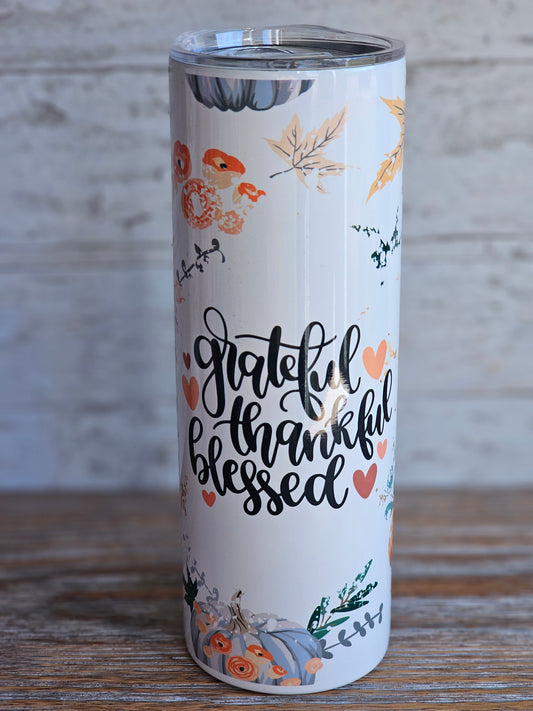 Grateful Thankful Blessed - 20 oz Stainless Steel Tumbler