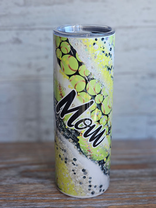 Softball Mom Swirl - 20 oz Stainless Steel Tumbler
