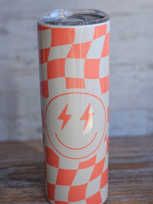 Orange Checkered - 20 oz Stainless Steel Tumbler