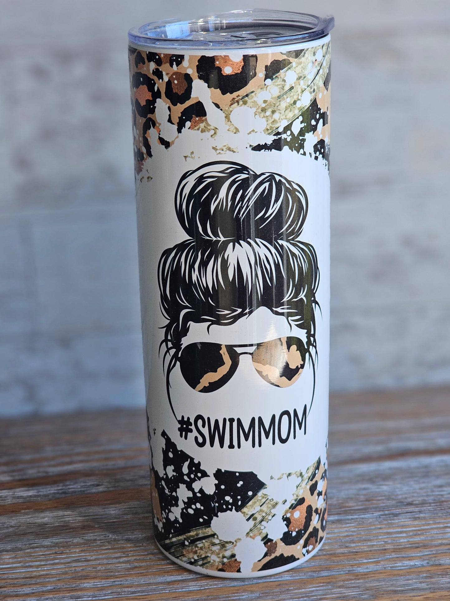 #SwimMom Messy Bun - 20 oz Stainless Steel Tumbler