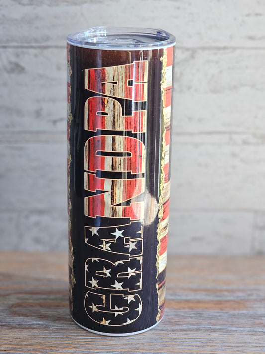 Grandpa American Flag - 20 oz Stainless Steel Tumbler
