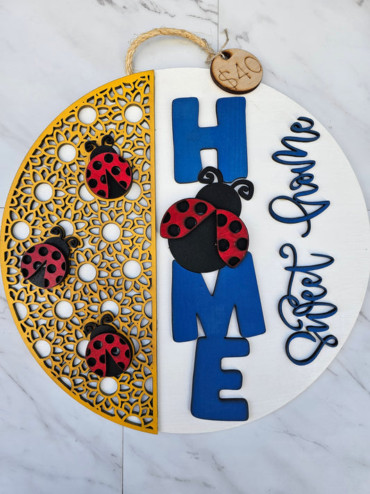 Home Sweet Home Ladybug - Wood Door Sign - READY TO SHIP